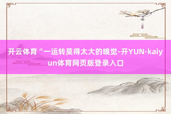 开云体育“一运转莫得太大的嗅觉-开YUN·kaiyun体育网页版登录入口